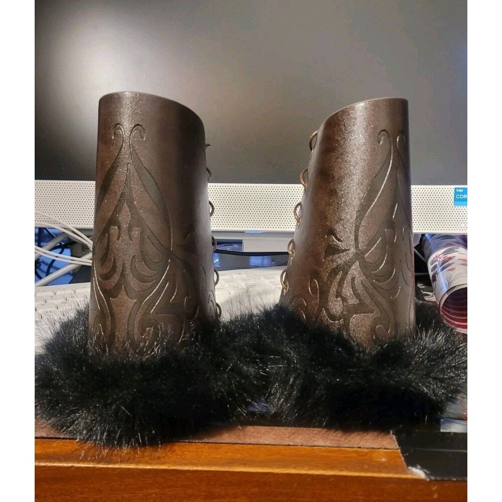 Viking Wrist Guards, Faux Leather & Fur, Small